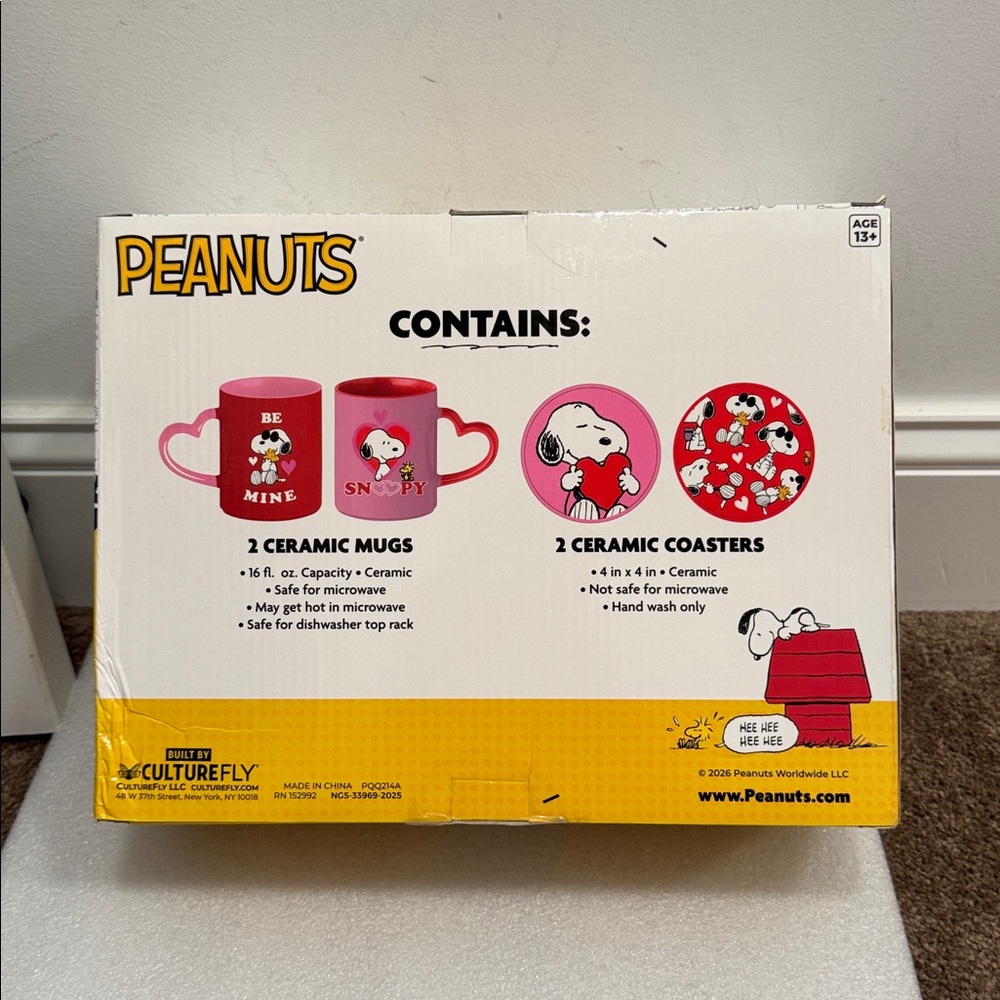 Peanuts Snoopy Red and Pink Mug & Coaster Set NIB - Picture 2 of 2